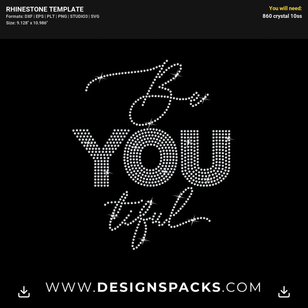 Beyoutiful Inspirational Quote Rhinestone Digital Template