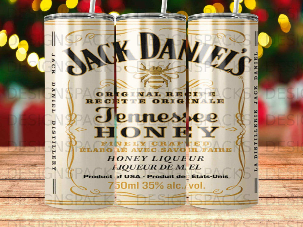 Jack Daniel's Tennessee Honey liqueur bottle with label details.