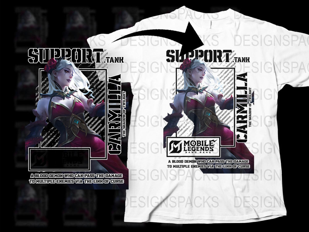 Mobile Legends Carmilla Support Tank T-Shirt, Gaming Graphic Tee, Digital Print, Fan Merch, Unisex Clothing