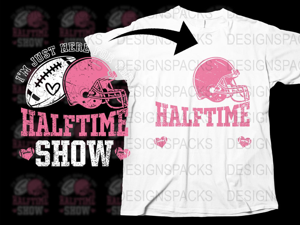 Sports Halftime Show T-Shirt, Football Helmet Graphic, Pink and White Tee, Game Day Apparel
