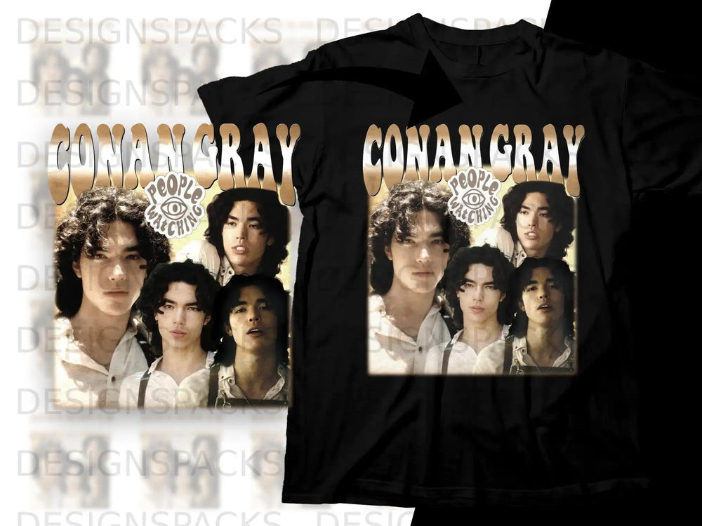 Conan Gray "People Watching" graphic t-shirt with album art collage.