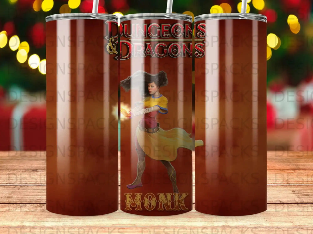 Dungeons & Dragons Monk design on a tumbler.