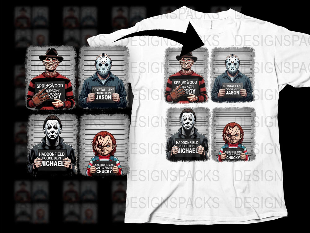 Horror Movie T-Shirt Collection, Classic Villains, Freddy, Jason, Michael, Chucky Design, Unisex Graphic Tee