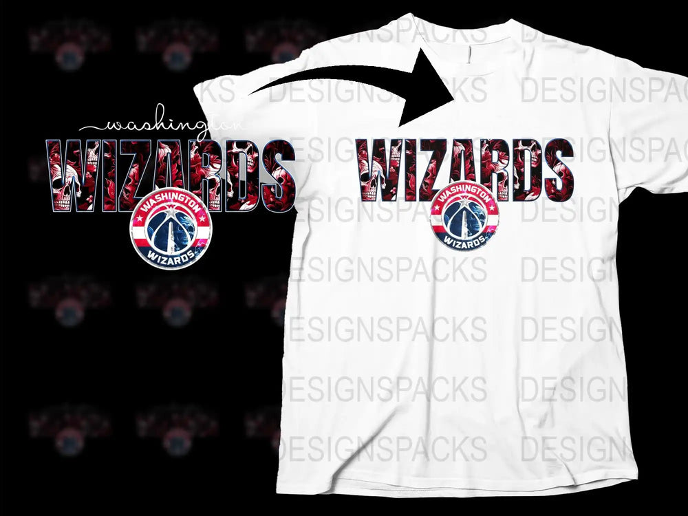 Washington Wizards T-Shirt NBA Basketball Team Logo Graphic Tee Casual Sportswear White Cotton Shirt