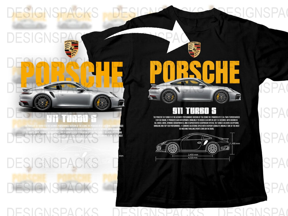 Porsche 911 Turbo Graphic T-Shirt, Car Enthusiast Tee, Men's Fashion, Automotive Apparel, Gift for Him