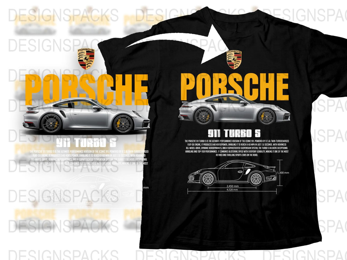 Porsche 911 Turbo Graphic T-Shirt, Car Enthusiast Tee, Men's Fashion, Automotive Apparel, Gift for Him
