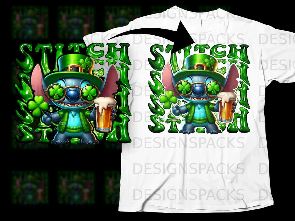 Stitch Leprechaun St Patrick Day Shamrocks Beer product type