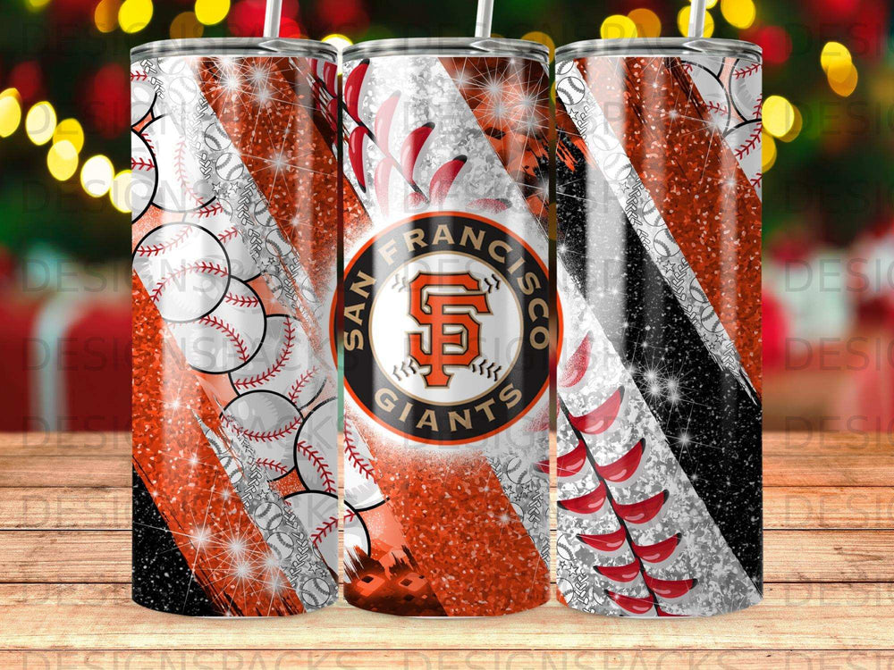 San Francisco Giants tumbler with baseball and glitter design.
