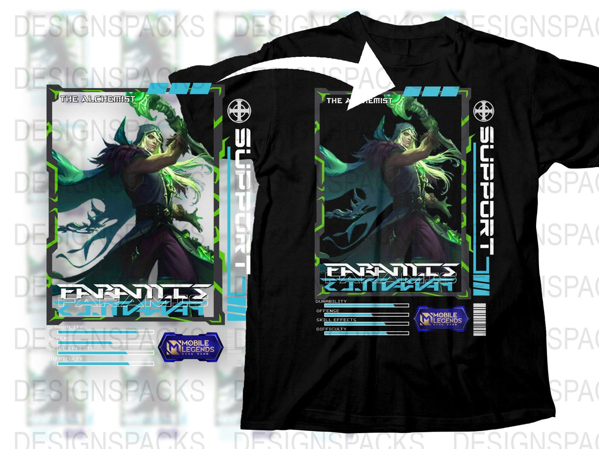 Alchemist Fantasy T-shirt, Green Cloak Character Graphic Tee, Mobile Gaming Merch, Unique RPG Apparel