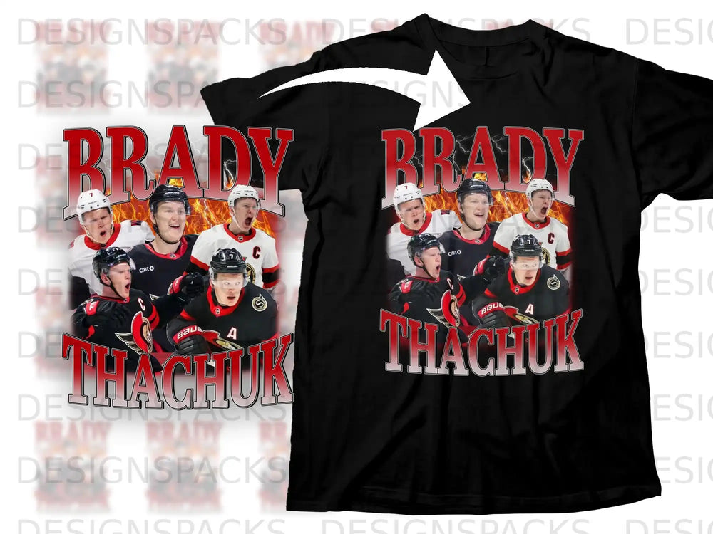 Black t-shirt featuring Brady Tkachuk with "Brady Tkachuk" text.