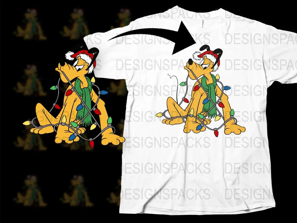 Cartoon Fox Christmas Lights Graphic T-Shirt, Funny Holiday Tee, Unisex Adult Clothing, Gift Idea