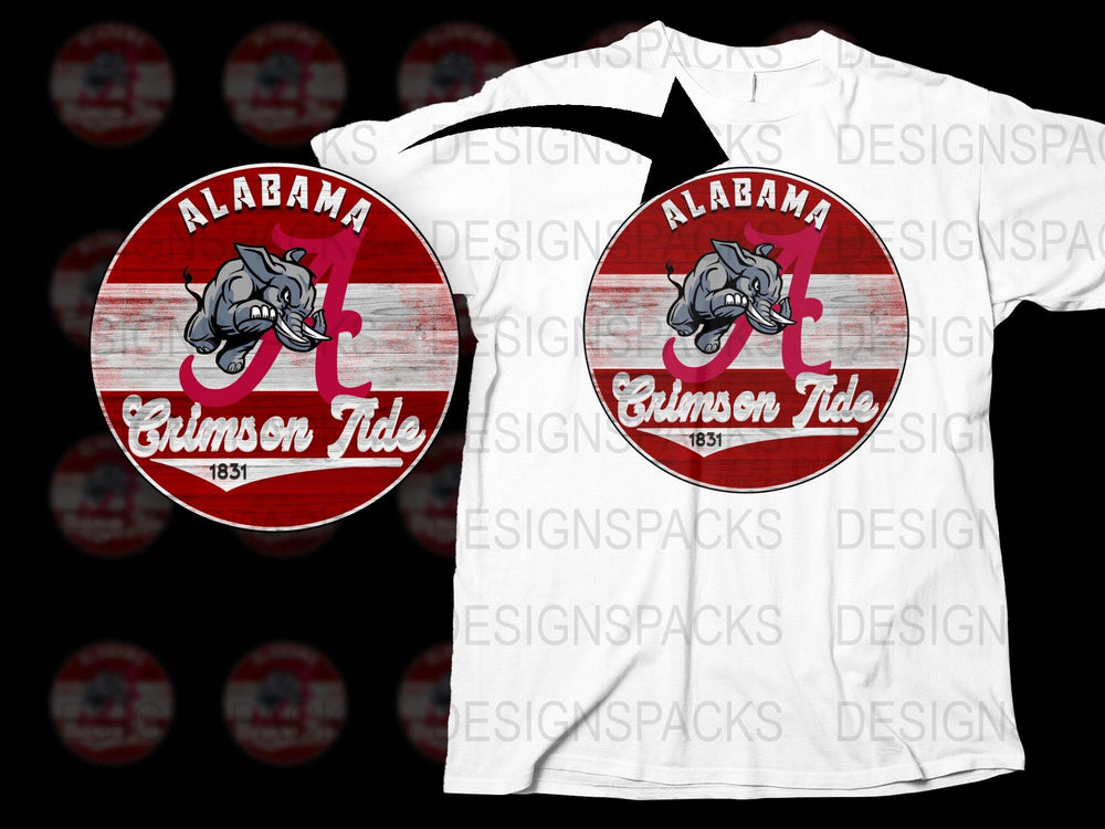 Alabama Crimson Tide Vintage Logo T-Shirt, Red and White College Football Apparel, 1831 Graphic Tee
