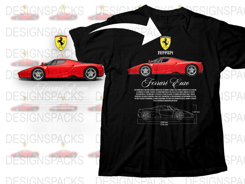 Ferrari Enzo Inspired T-Shirt, Classic Sports Car Design, Red Supercar Print, Automotive Enthusiast Apparel