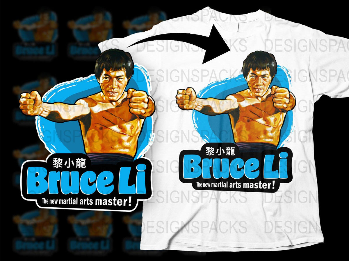 Bruce Li Graphic T-Shirt, Martial Arts Master Tee, Vintage Fight Design, Men's White Casual Shirt