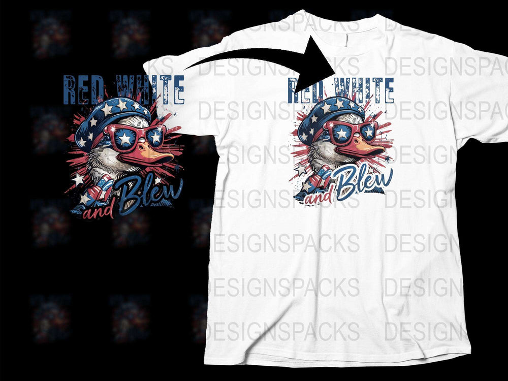 Patriotic Duck T-Shirt, Red White and Blue, American Flag Sunglasses, Fourth of July Independence Day Shirt
