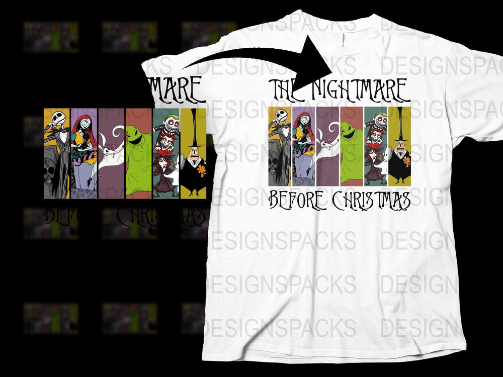 Nightmare Before Christmas T-Shirt, Jack Skellington and Sally Graphic Tee, Unisex Movie Shirt