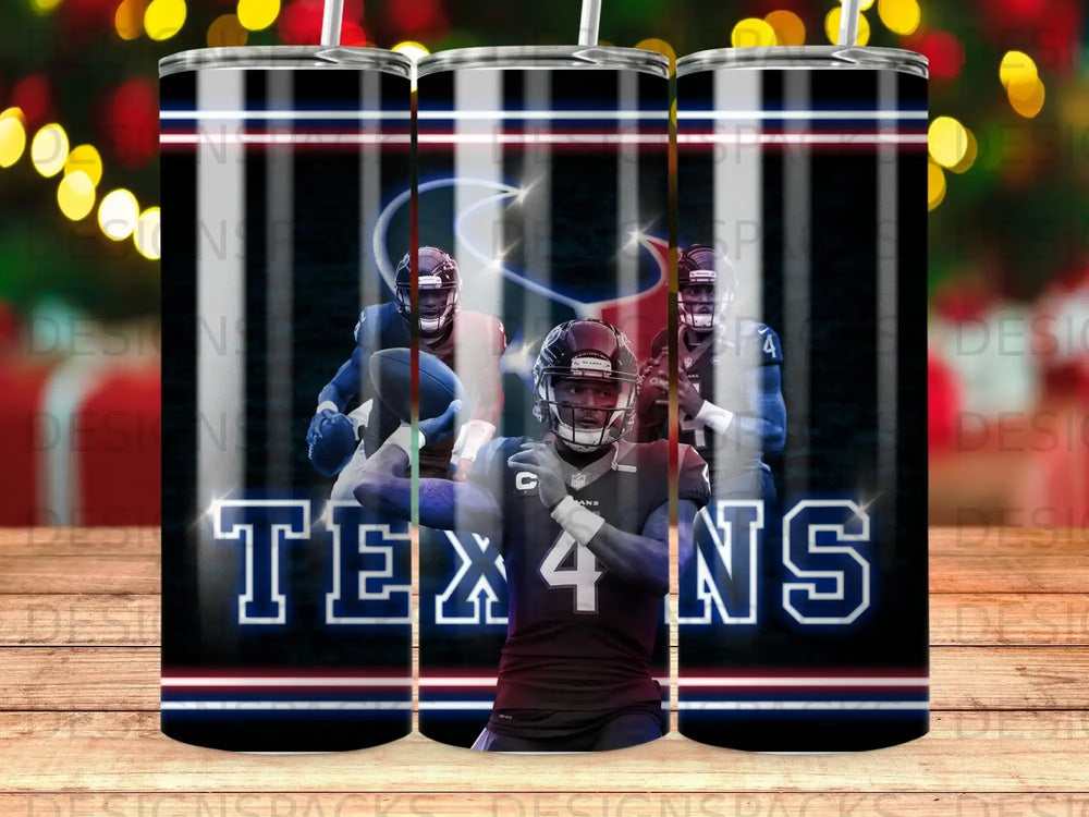 Houston Texans football player in uniform holding a football.