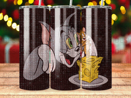 Tom and Jerry cartoon characters with cheese on a plate.