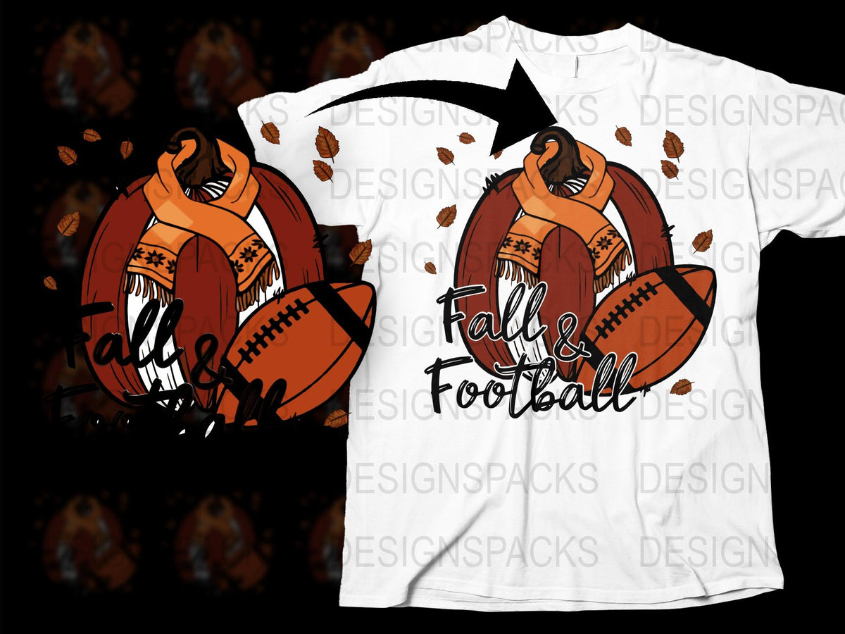Fall and Football T-Shirt, Autumn Pumpkin Graphic Tee, Sports Fan Apparel, Thanksgiving Shirt