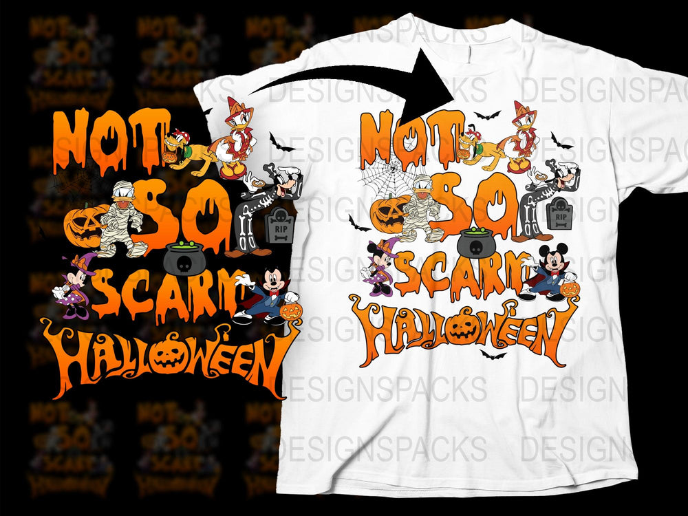 Not So Scary Halloween T-Shirt, Cute Cartoon Ghosts and Pumpkins, Fun Spooky Holiday Apparel for All Ages, Unisex Graphic Tee