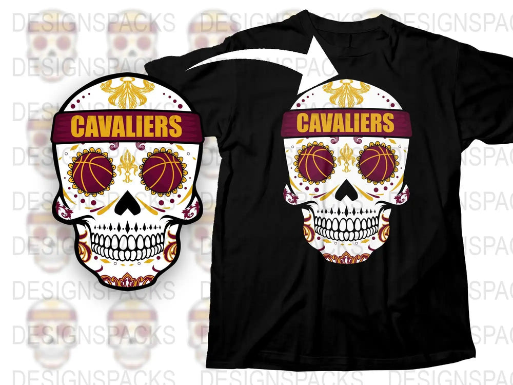 Cavaliers Skull T-Shirt, Basketball Fan Graphic Tee, Sports Apparel, Skull Design, Unique Gift Idea