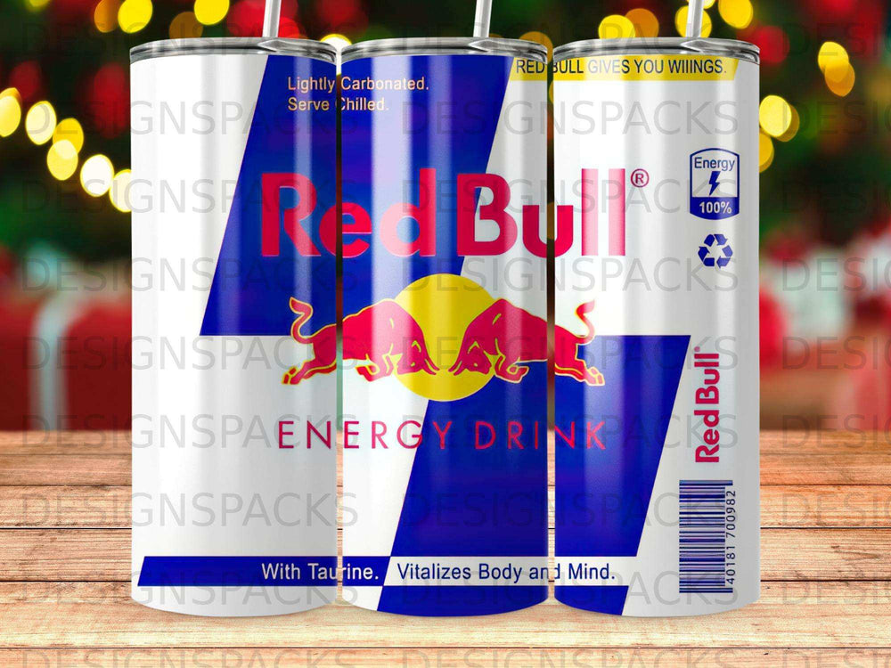 Red Bull Energy Drink can with bull logo and text.