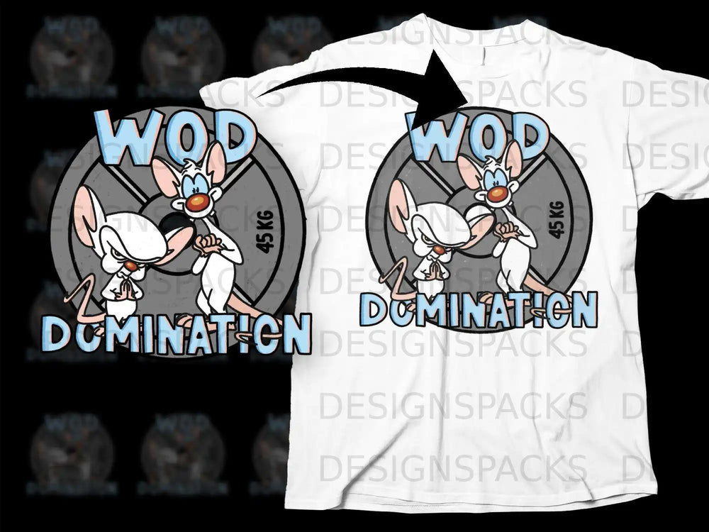 WOD Domination 45kg Pinky and Brain Themed Shirt