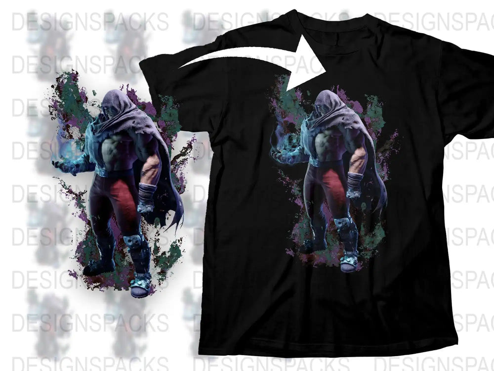 Men's Graphic Tee, Dark Fantasy Warrior Skull Design, Cool Splatter Art, Black T-Shirt