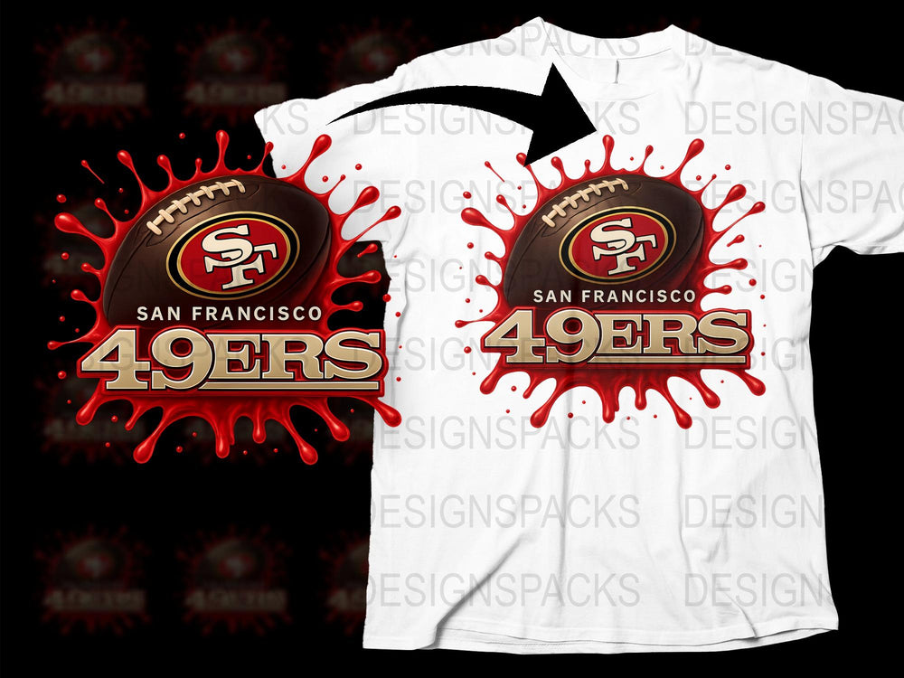 San Francisco 49ers T-Shirt, Football Team Graphic Tee, Red Splash Design, Sports Fan Apparel, Casual Wear