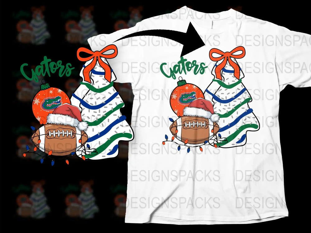 Festive Gators T-Shirt with Christmas Lights and Santa Hat, Holiday Alligator Graphic Tee, Fun Winter Apparel for Family
