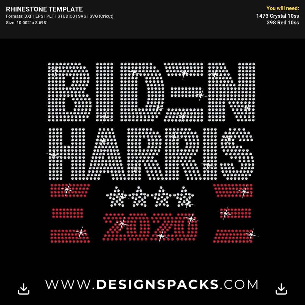 Biden Harris 2020 Political Pride Rhinestone Digital Template