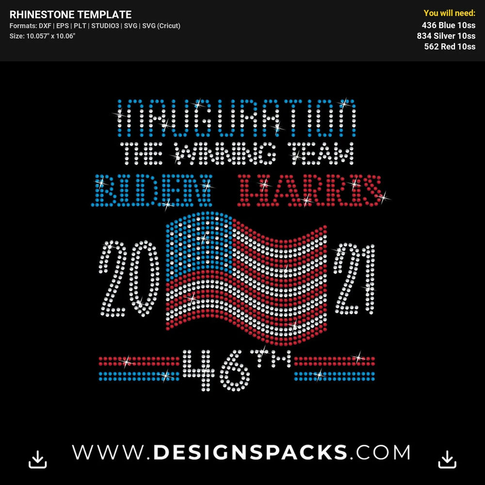 Biden Harris Inauguration Rhinestone Digital Template