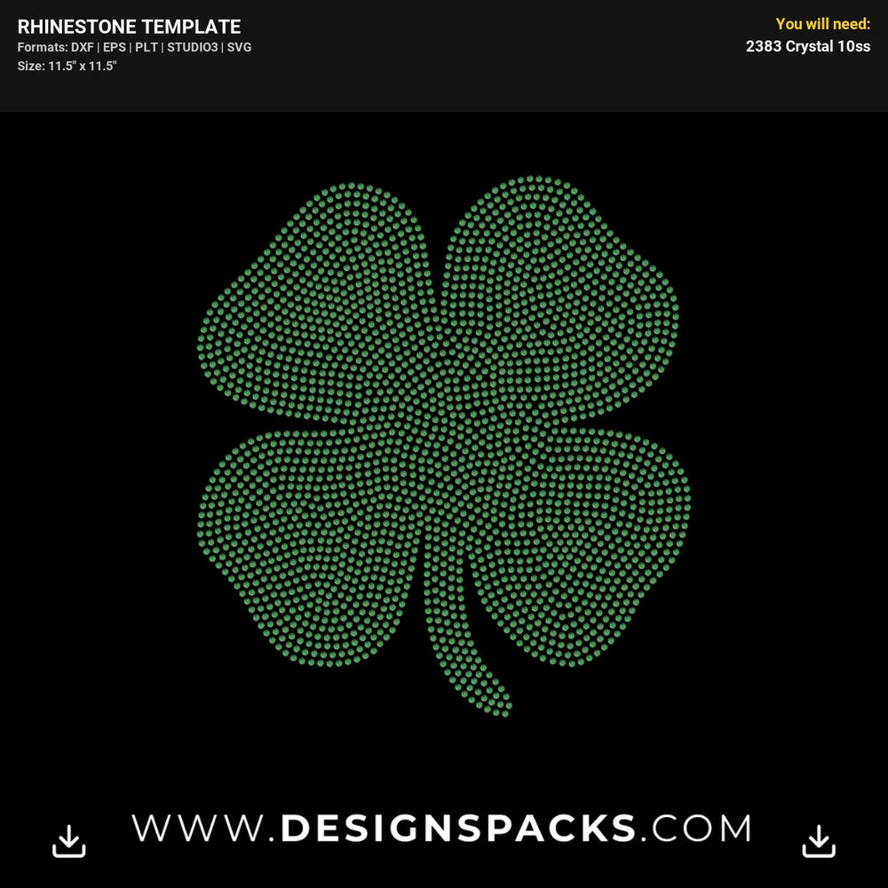 Big 4 Leaf Clover Rhinestone Digital Template