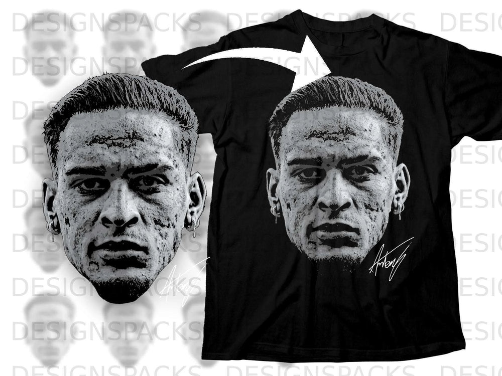 Striking Face Design with Signature Graphic T-shirt