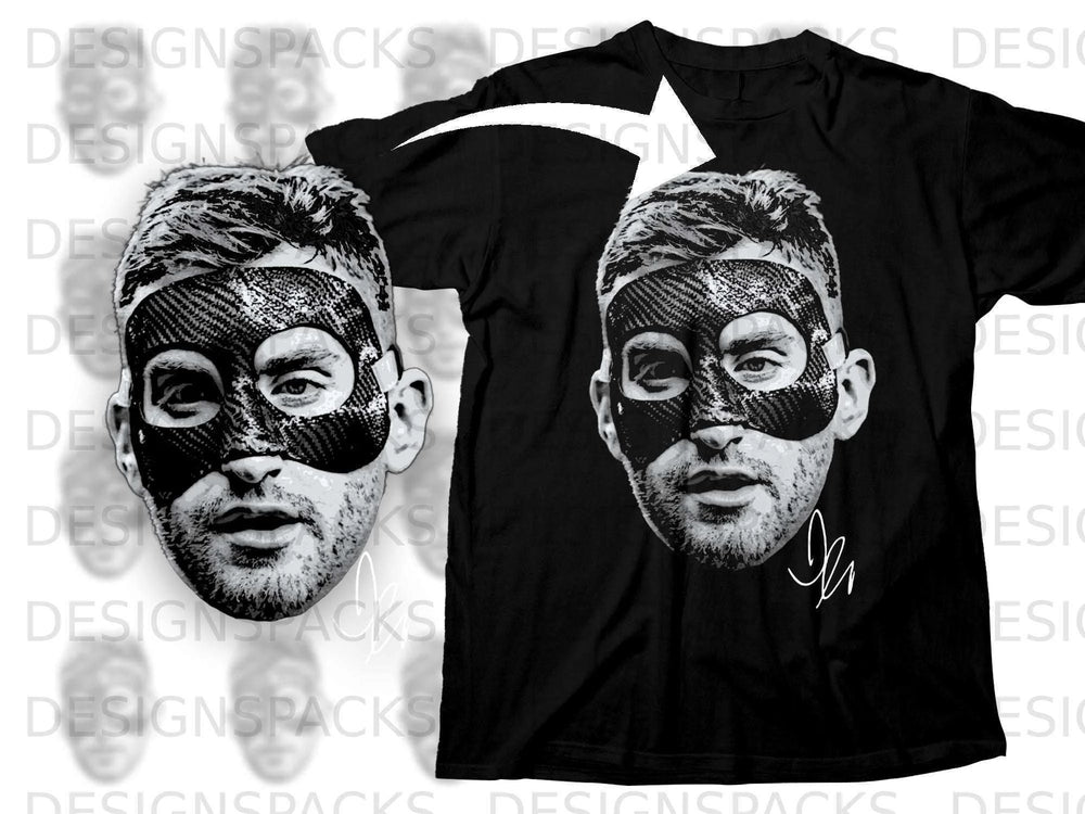 Masked Hero Portrait Graphic Design T-shirt