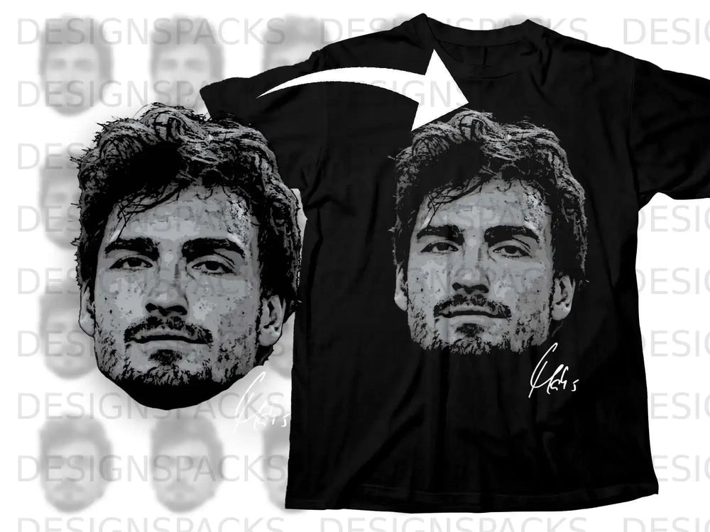Black T-shirt with Grunge Style Face Design Art Print