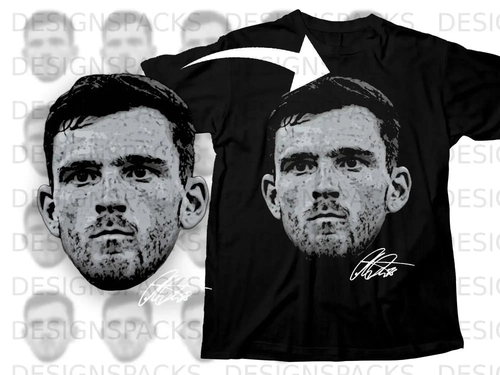 Realistic Face Graphic Design Tee with Signature Print
