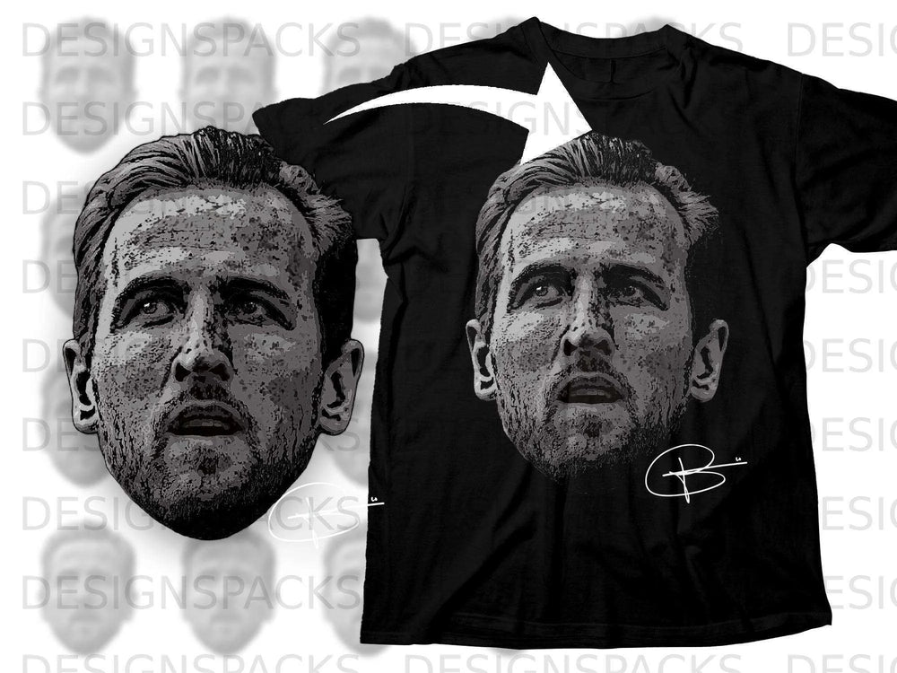 Graphic Face Print on Black T-Shirt with Signature