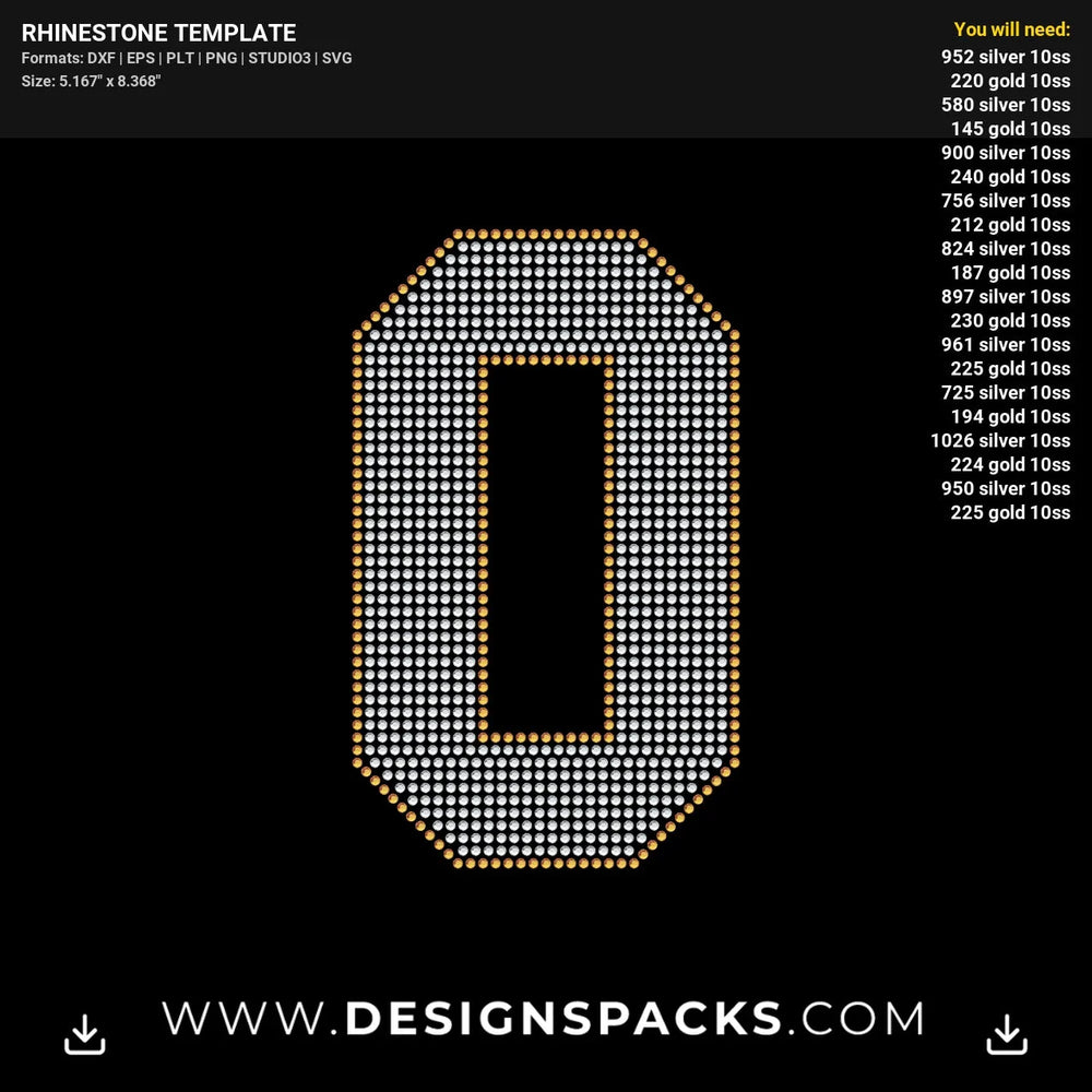 Big Jersey Numbers Font Set Rhinestone Digital Template