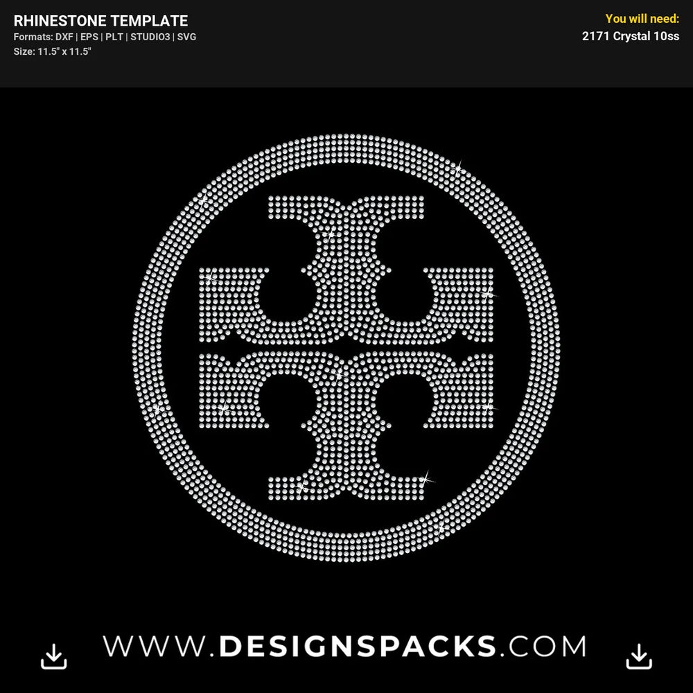 Big Tory Burch Logo Rhinestone Digital Template