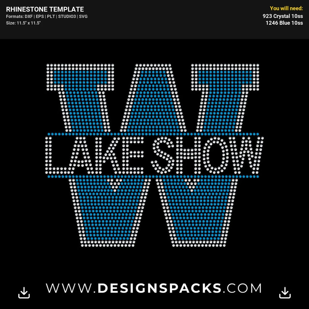 Big W Split Lake Show Rhinestone Digital Template