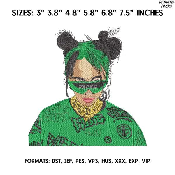 Billie Eilish Embroidery Design File, Music Embroidery Design,.