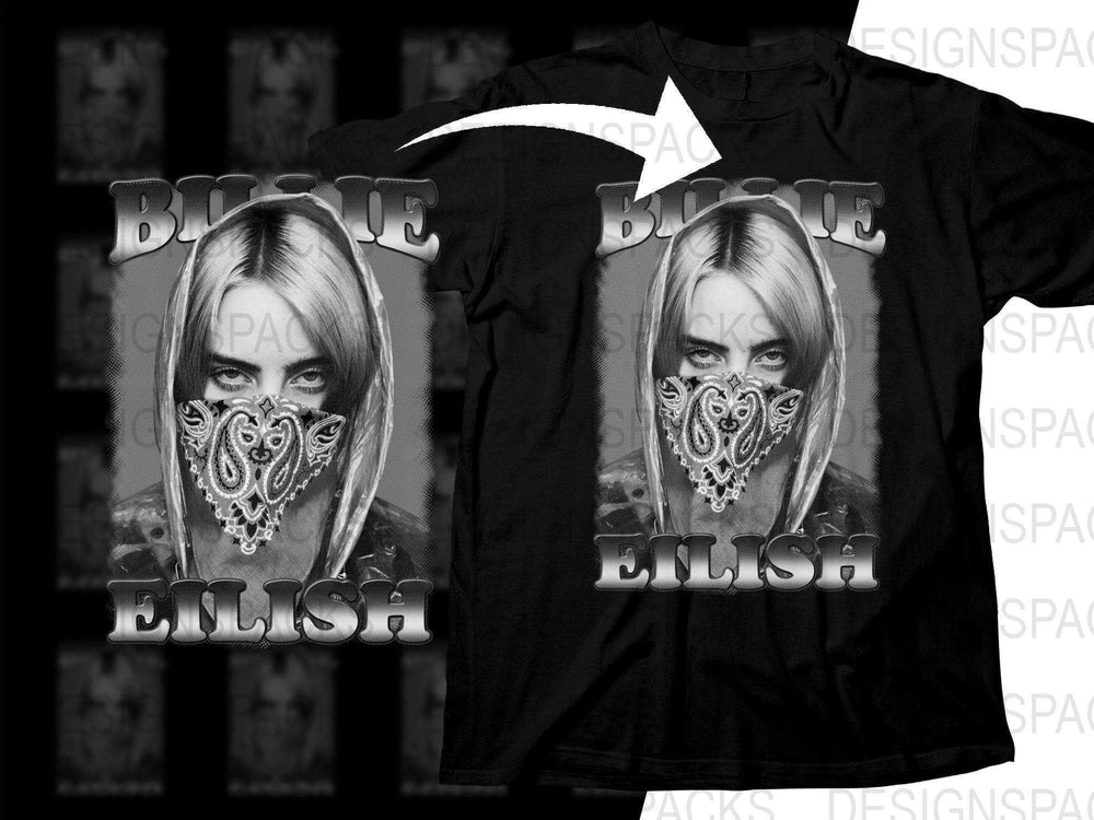 Billie Eilish Eyes Bandana Portrait Design Png Digital Download