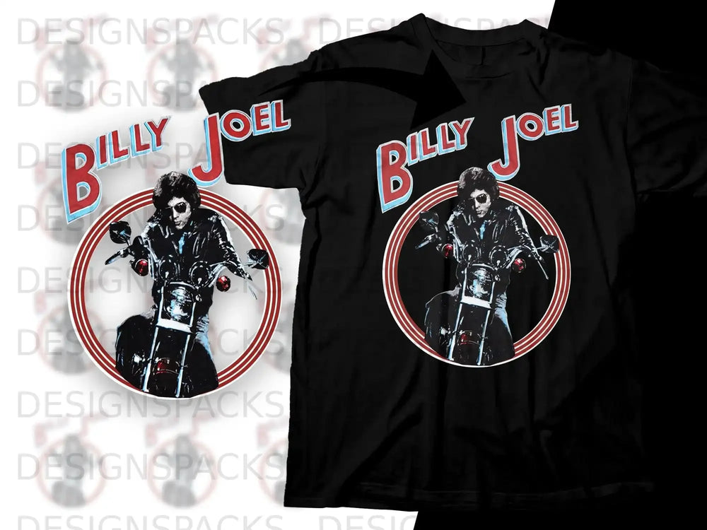 Billy Joel on a motorcycle graphic t-shirt.