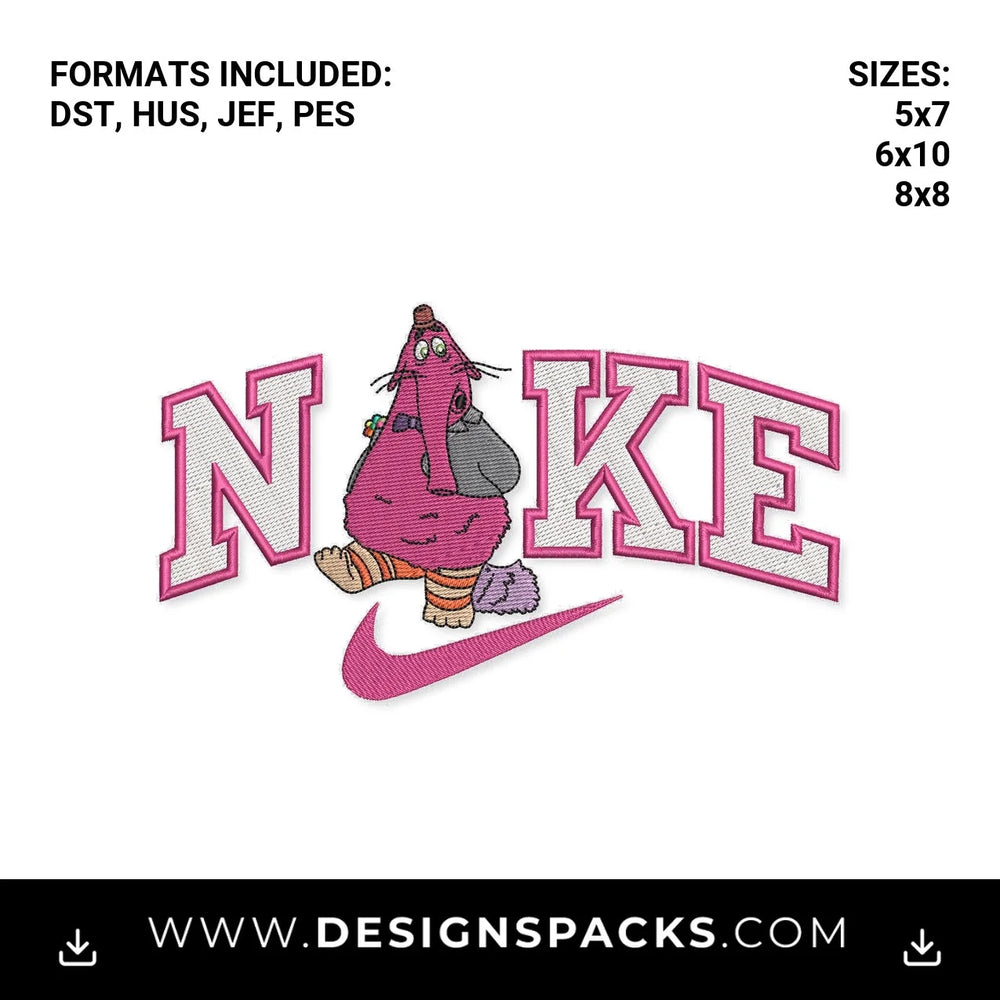 Bing Bong Inside Out Pink Swoosh Logo Embroidery Design - Instant digital download pattern at Designspacks.com