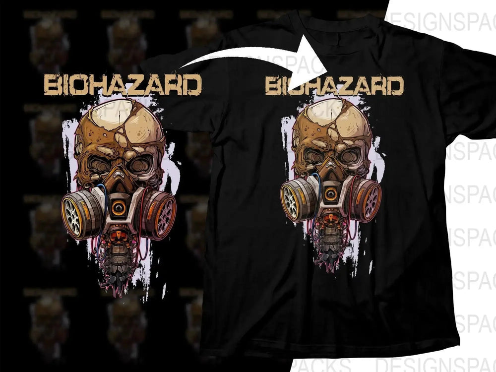 Biohazard Skull With Gas Mask Rock Band Artistic Design Png Design Digital Download