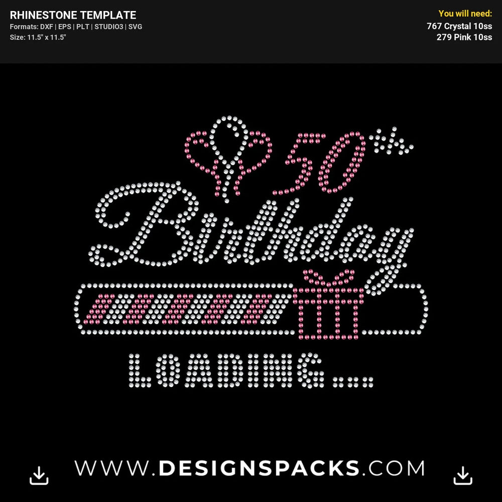 Birthday Loading Rhinestone Digital Template