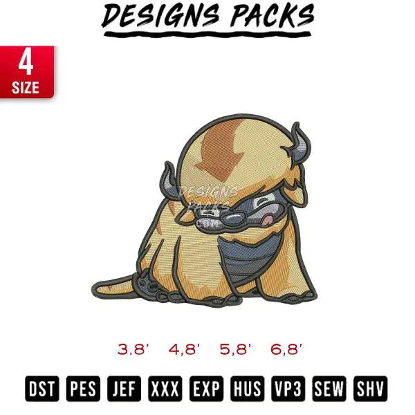 Bison Flying pop Embroidery Design 