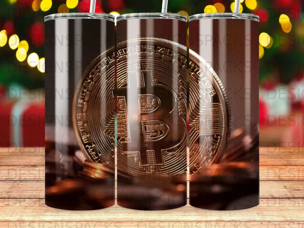 Bitcoin Crypto Coin Circuitry Tumbler Digital Wrap Design