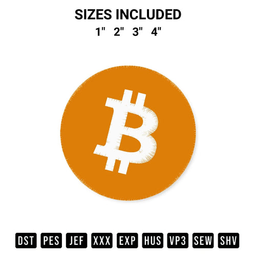 Bitcoin Symbol Embroidery Design